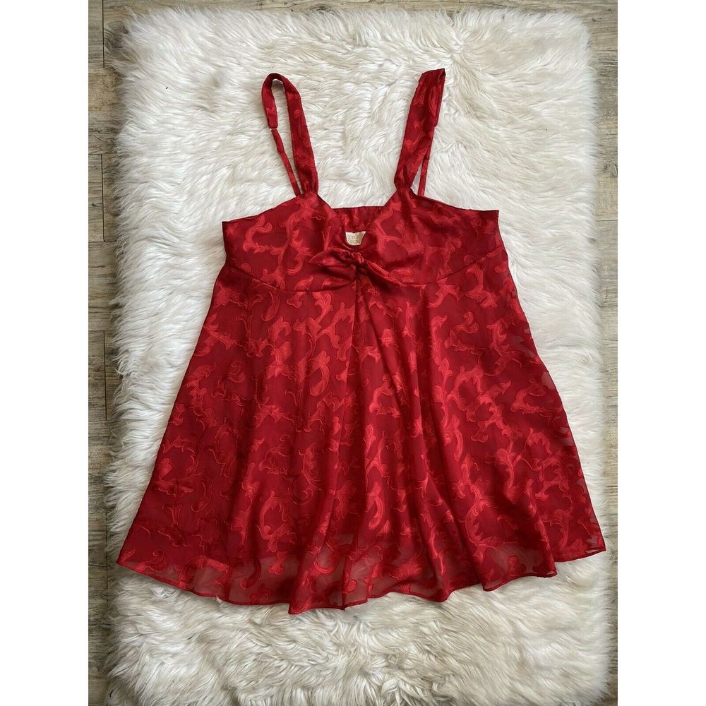 Victorias Secret Sz L Vintage Red Lace Gold Label